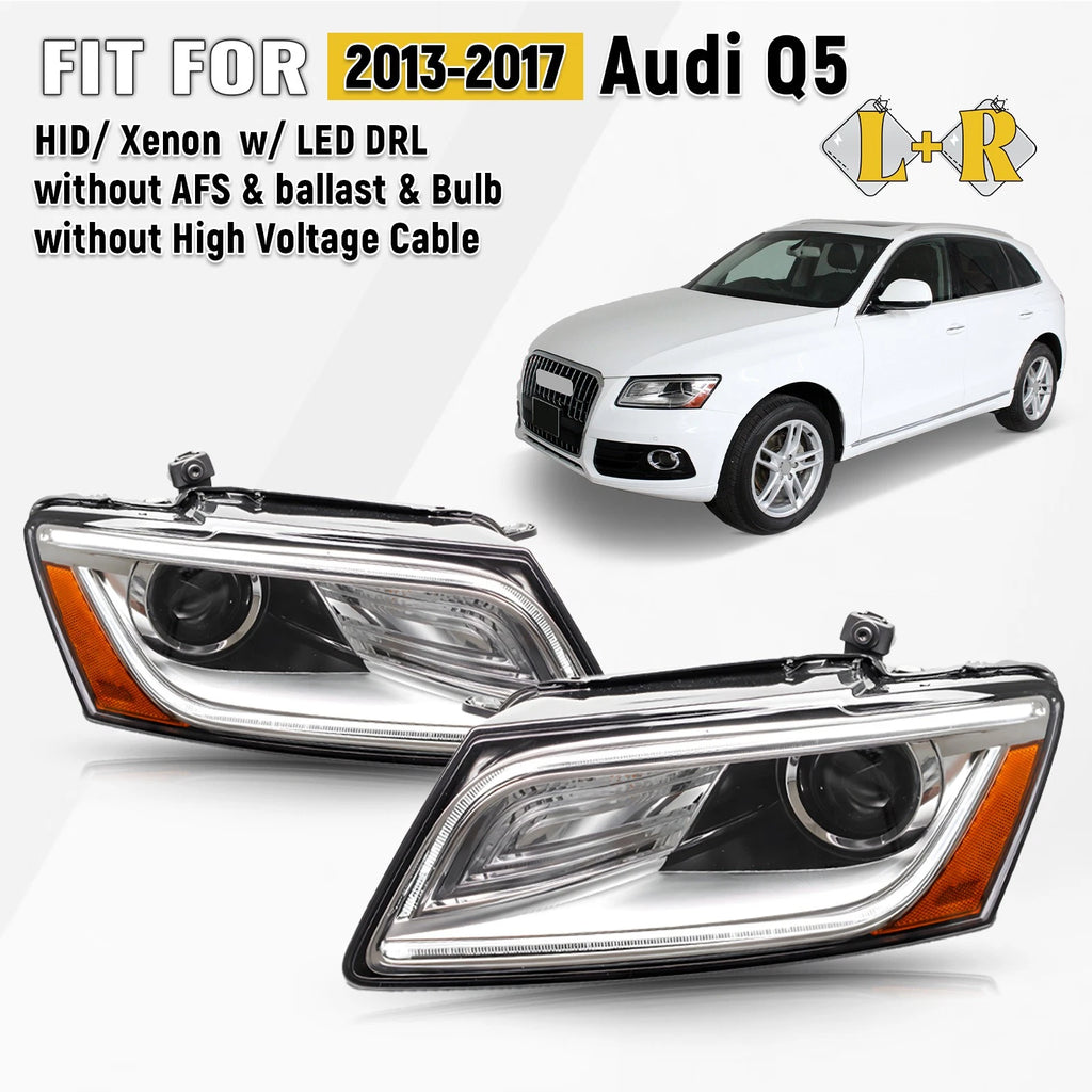HID/Xenon Headlight Pair with LED DRL for Audi Q5 SQ5 (2013–2017)