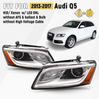 HID/Xenon Headlight Pair with LED DRL for Audi Q5 SQ5 (2013–2017)