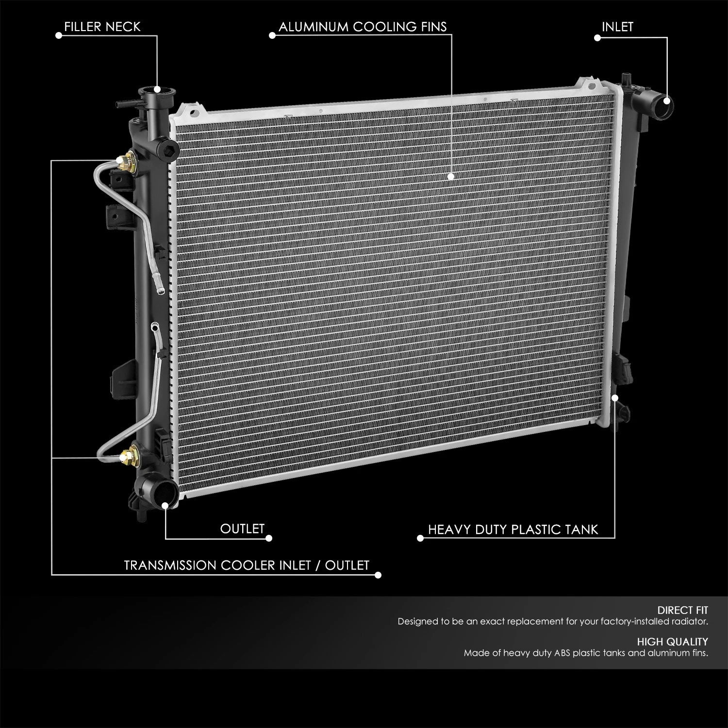Aluminum Core Radiator for Kia Rondo 2.7L (2007–2012) DPI 2961