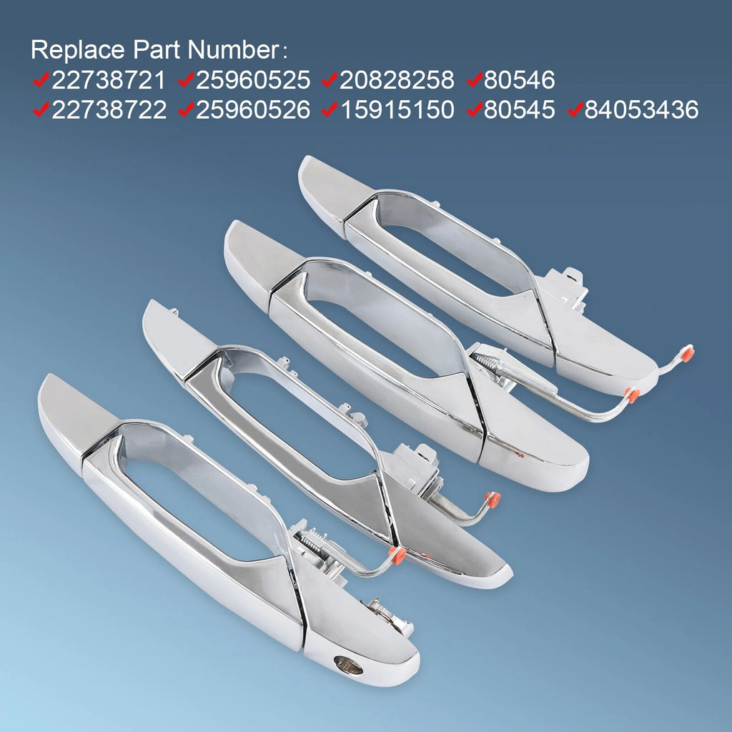 Set of 4 Chrome Door Handles for GMC Chevy Tahoe Yukon Sierra (2007–2013)