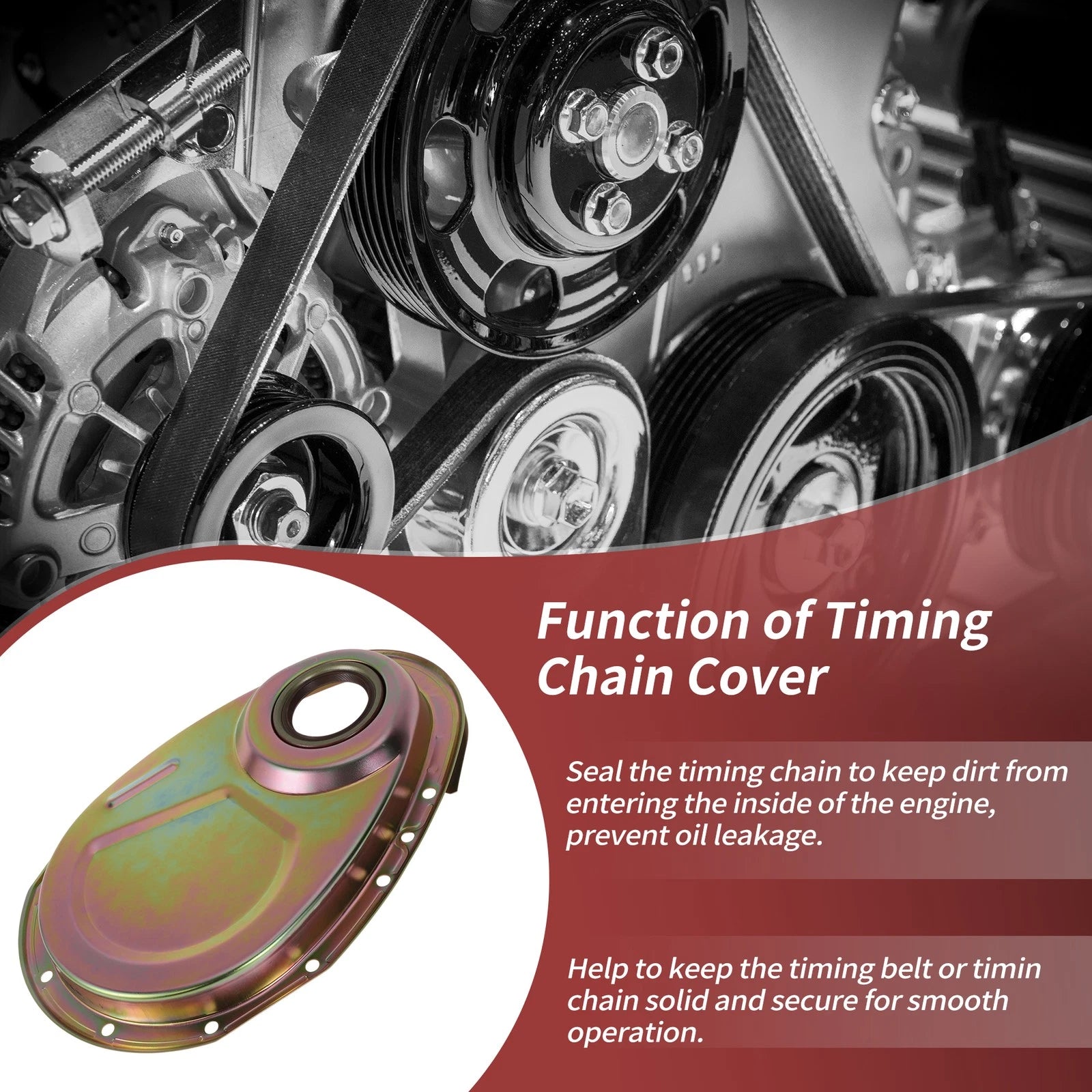 Timing Chain Cover Kit with Gasket Seal Bolts for Chevy SBC 283 (1964–1980)