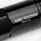 20x Open End M12x1.5 60mm Tall Black Aluminum Lug Nuts + Adapter for JDM