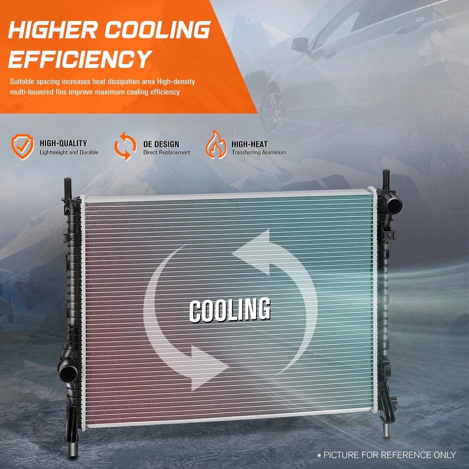 Aluminum OE Style Cooling Radiator for Ford Mustang (2015–2023) DPI-13486