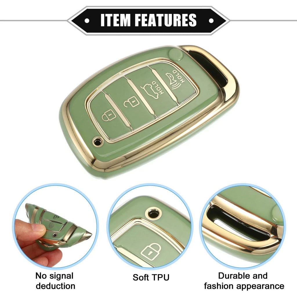 TPU Green 4 x Button Remote Keyless Key Fob Cover for Hyundai Elantra (2017-2023)