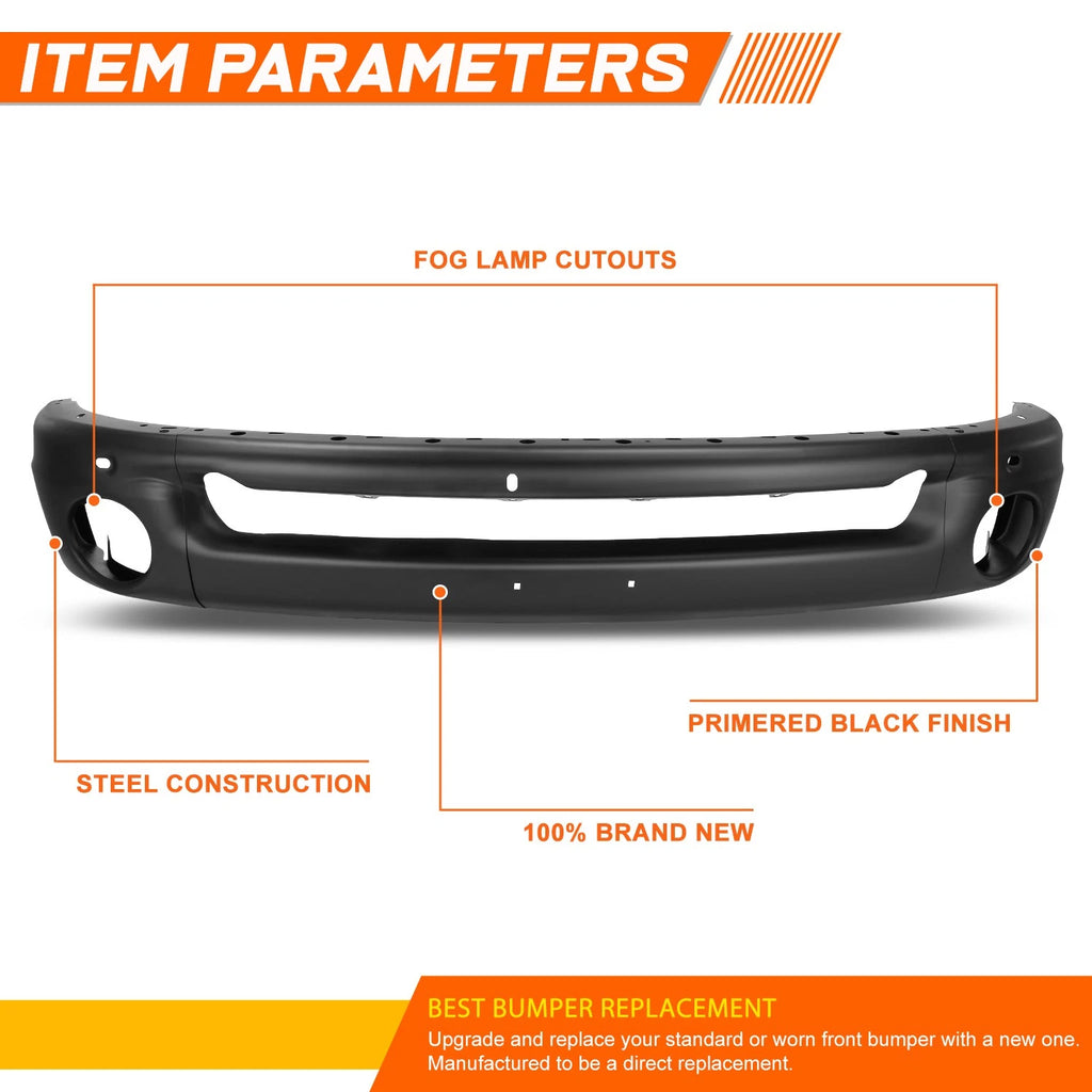 Front Bumper Face Bar Replacement for Dodge Ram 1500 2500 3500 (2002–2009)