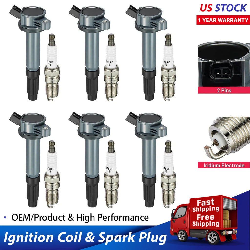 Set of 4 Ignition Coils and Spark Plugs for Ford Fusion (2006–2007)