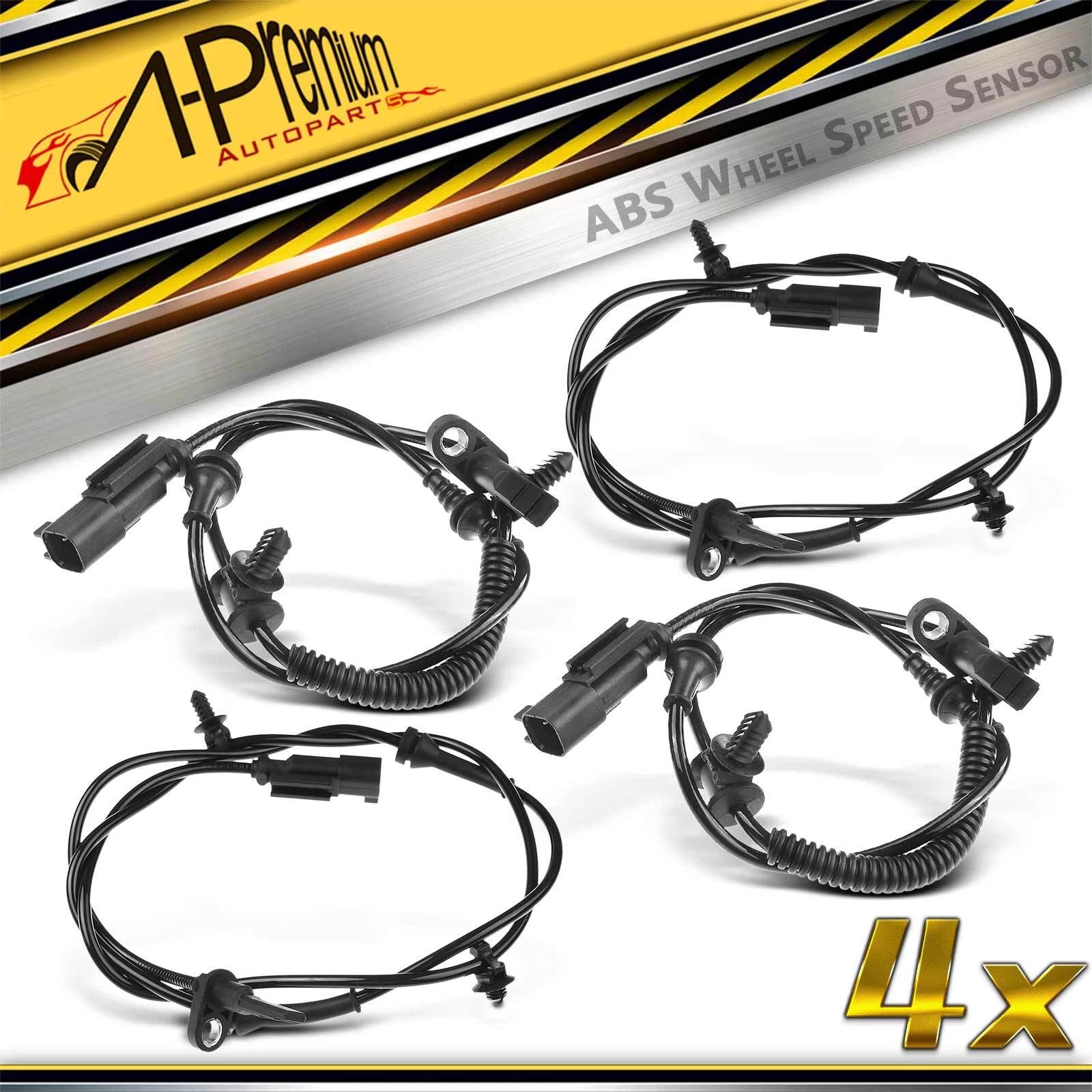 Set of 4 ABS Wheel Speed Sensors for Ford Explorer Lincoln MKS 
