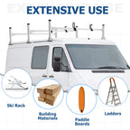 3X White Ladder Roof Rack Bars for Dodge Freightliner Sprinter 2500/3500 (2002–2006)