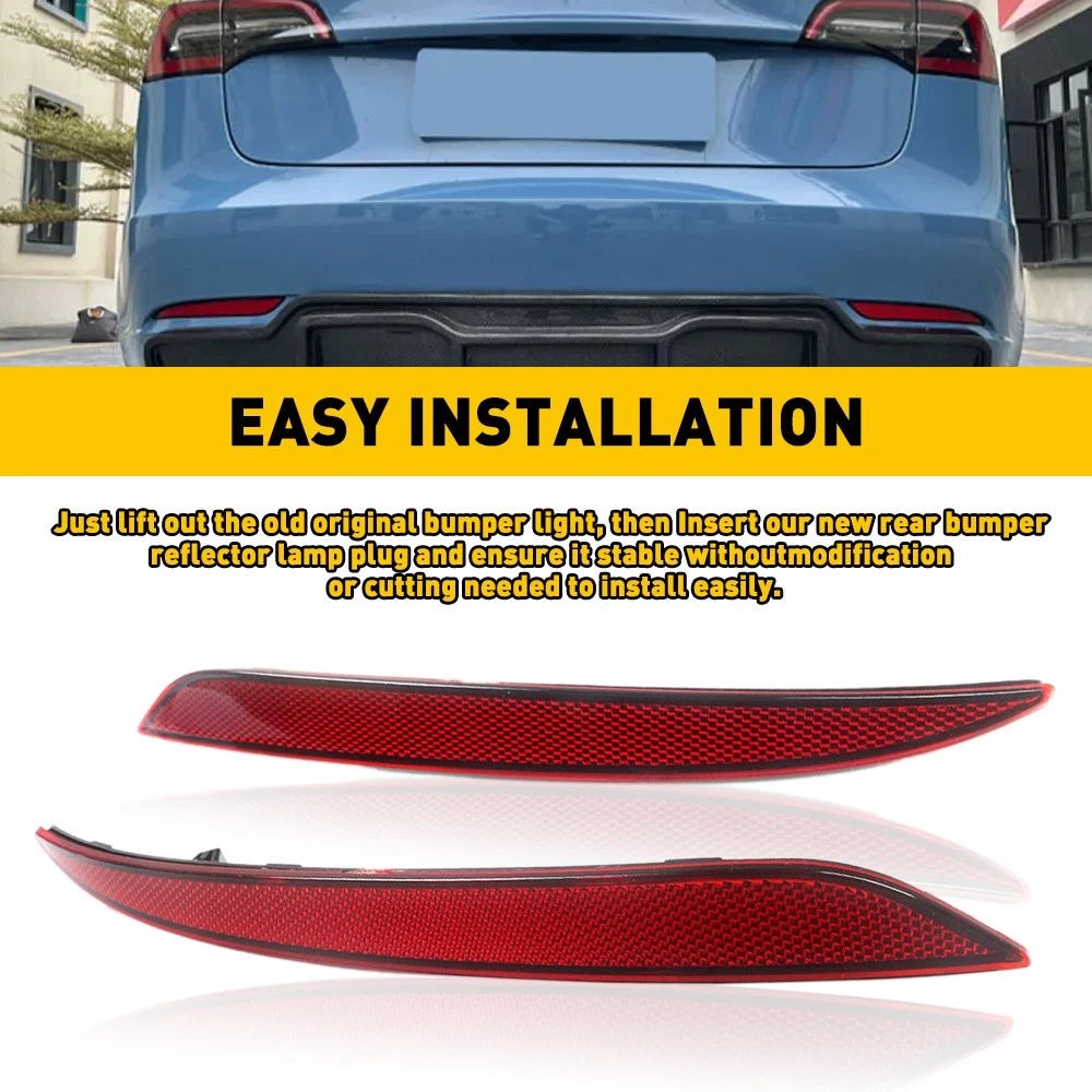 Pair Rear Reflector Bumper Light LH & RH for Tesla Model 3 (2017–2020)