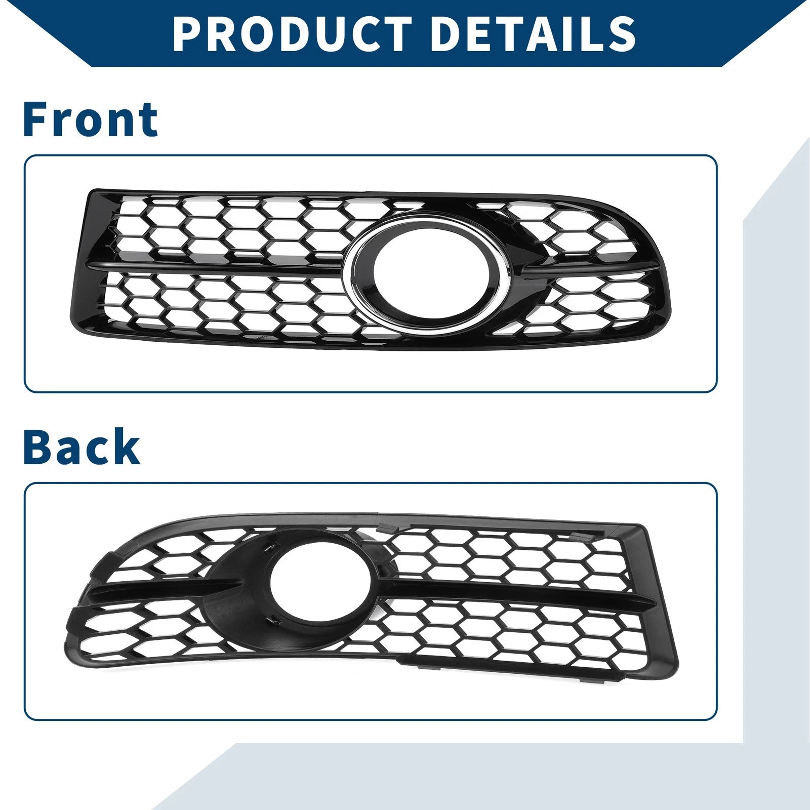 1 Pair Fog Light Grills for Audi A4 B7 S4 (2005–2008) No. 8E0807681F/8E0807682F