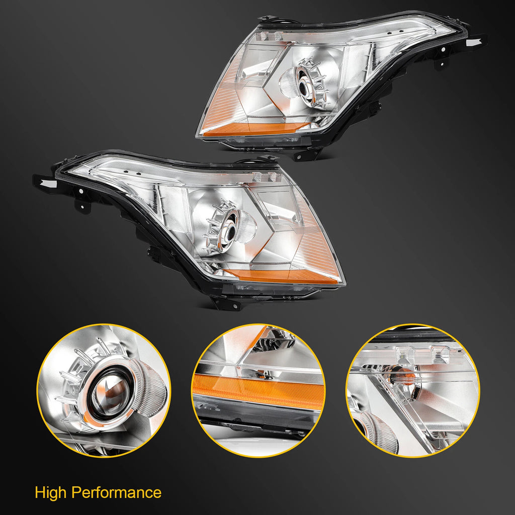 Pair Headlights for Cadillac SRX (2010–2016) Chrome Housing Projector