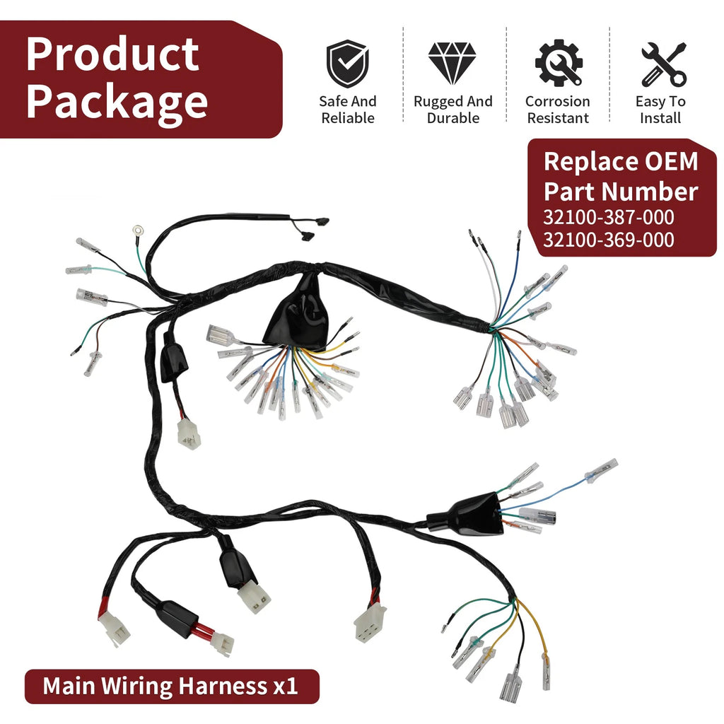 Main Wiring Wire Harness for Honda CB360 (1974–1976) 32100-387-000, 32100-369-000