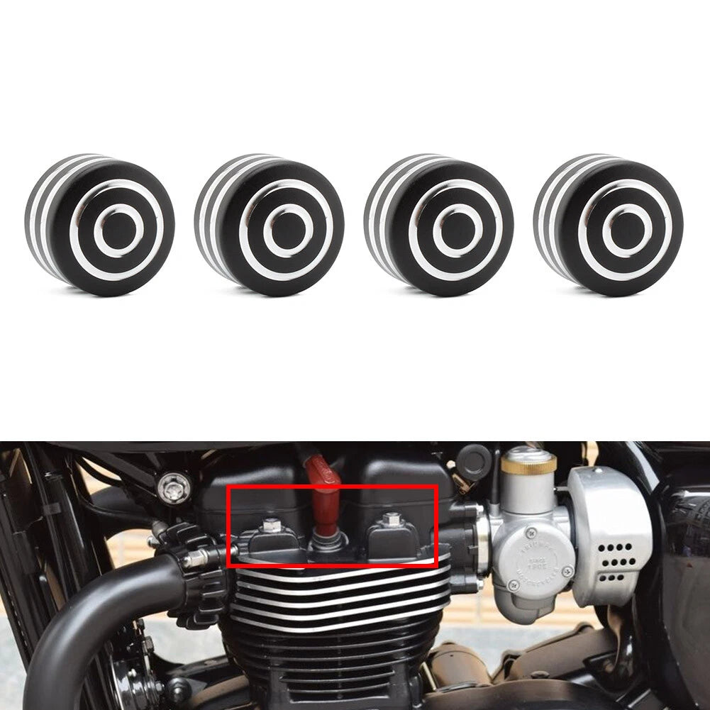 4X Billet Aluminum Head Bolt Cover Cap for Triumph T120 Thruxton Scrambler (2016–2023)