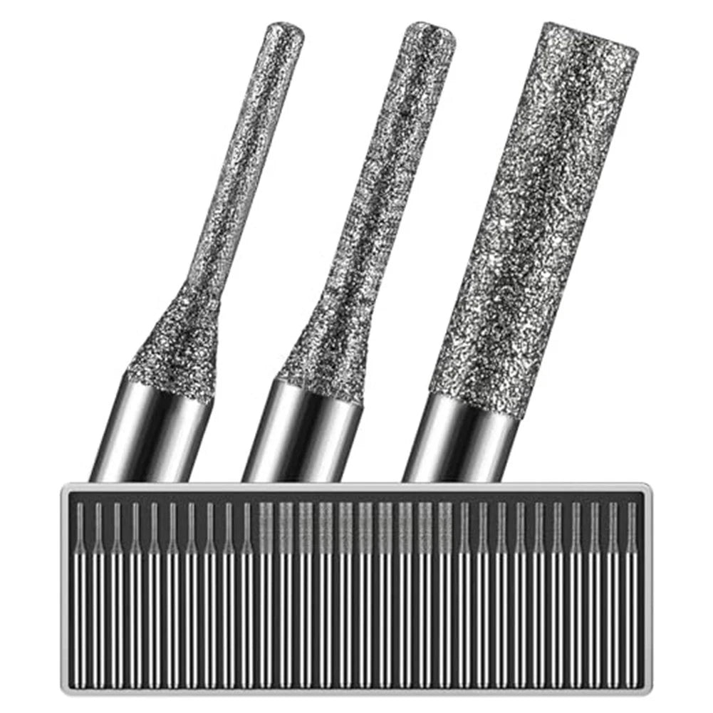30-Piece Diamond Drill Bits Set for Glass Stone Jewelry with 1/8 Inch Chuck