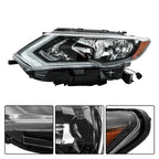 Headlight Assembly for Nissan Rogue (2017-2019) Left Driver Side Halogen