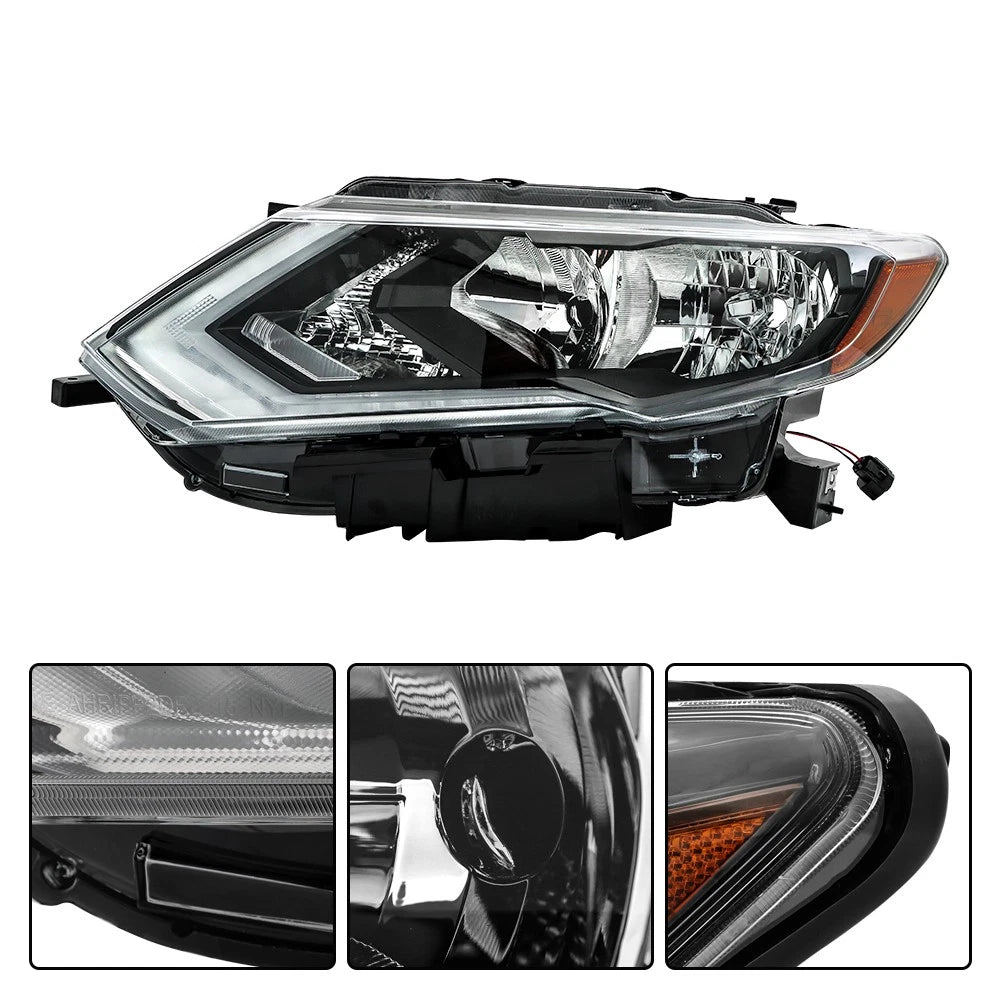Headlight Assembly for Nissan Rogue (2017-2019) Left Driver Side Halogen