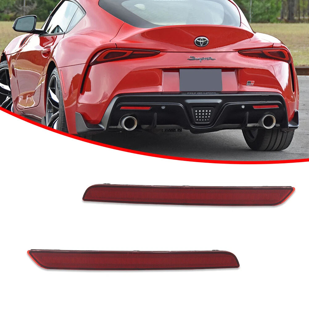 2X Blood Red Rear Bumper Reflector Lens for Toyota GR Supra (2020–2024)