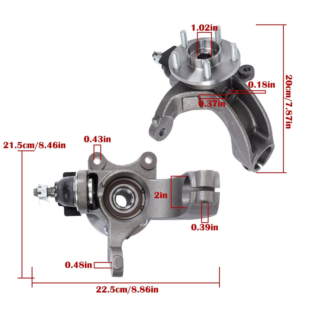 Set of 2 Front Steering Knuckles for Ford Transit Connect (2010–2013)