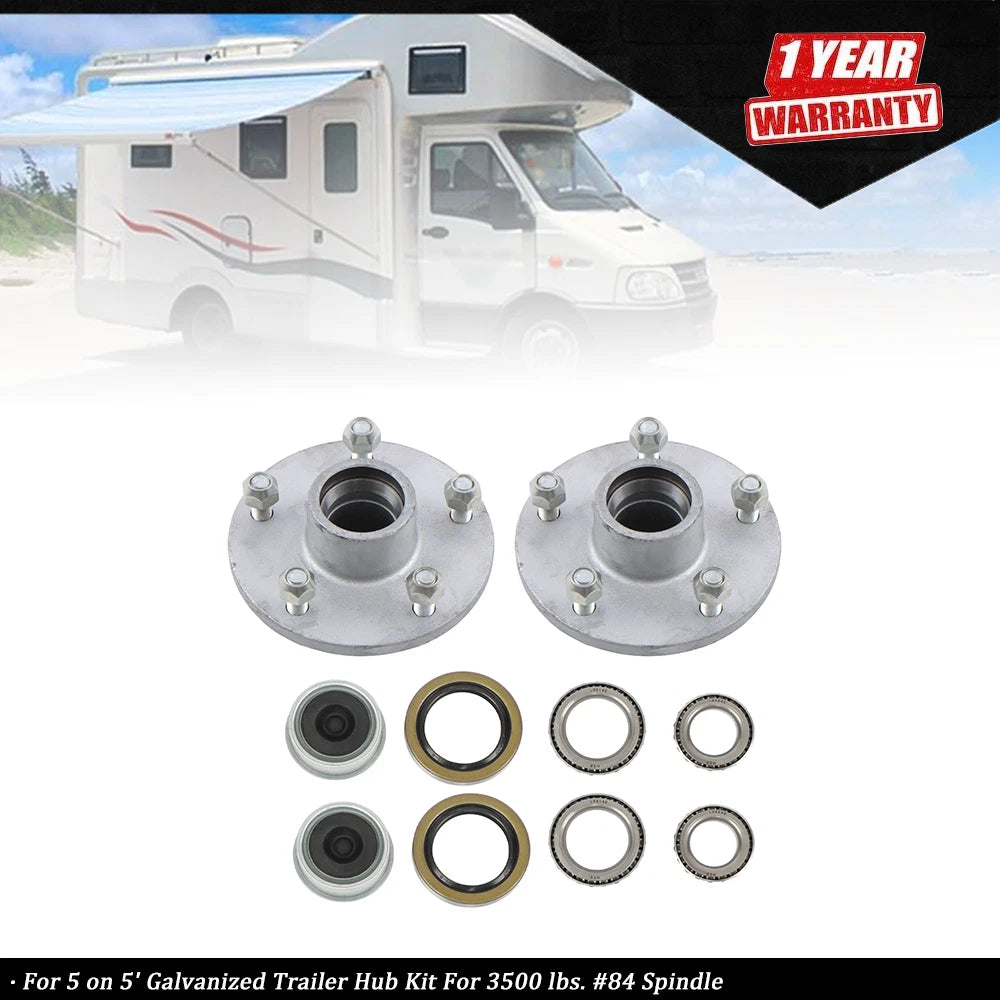 Set of 2 Galvanized Trailer Wheel Hub Assemblies for 3