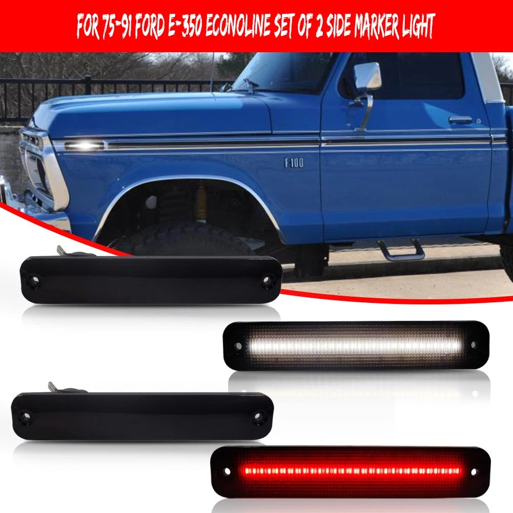 Set of 4 Smoked LED Side Marker Lights for Ford F Truck Bronco Econoline