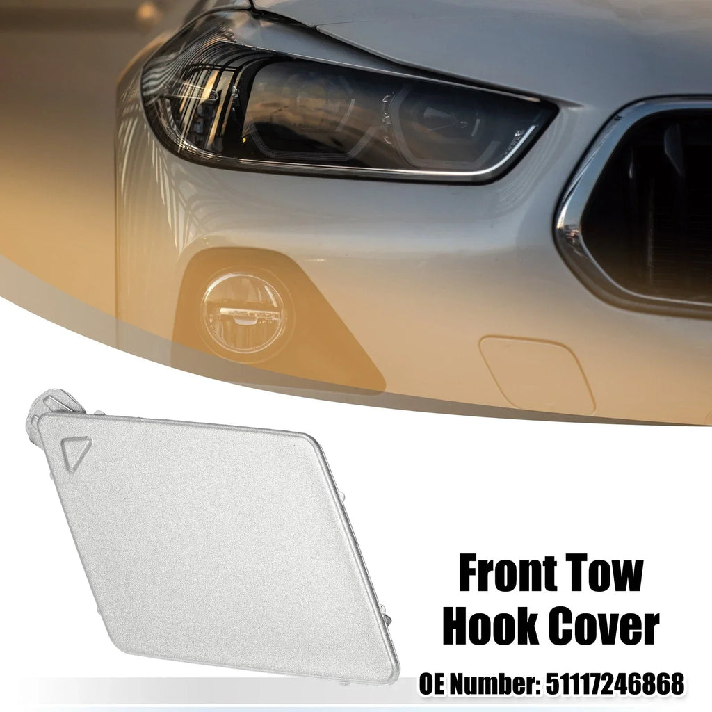 Tow Hook Cover Front Bumper for BMW 5 Series F10 Sedan Silver Tone