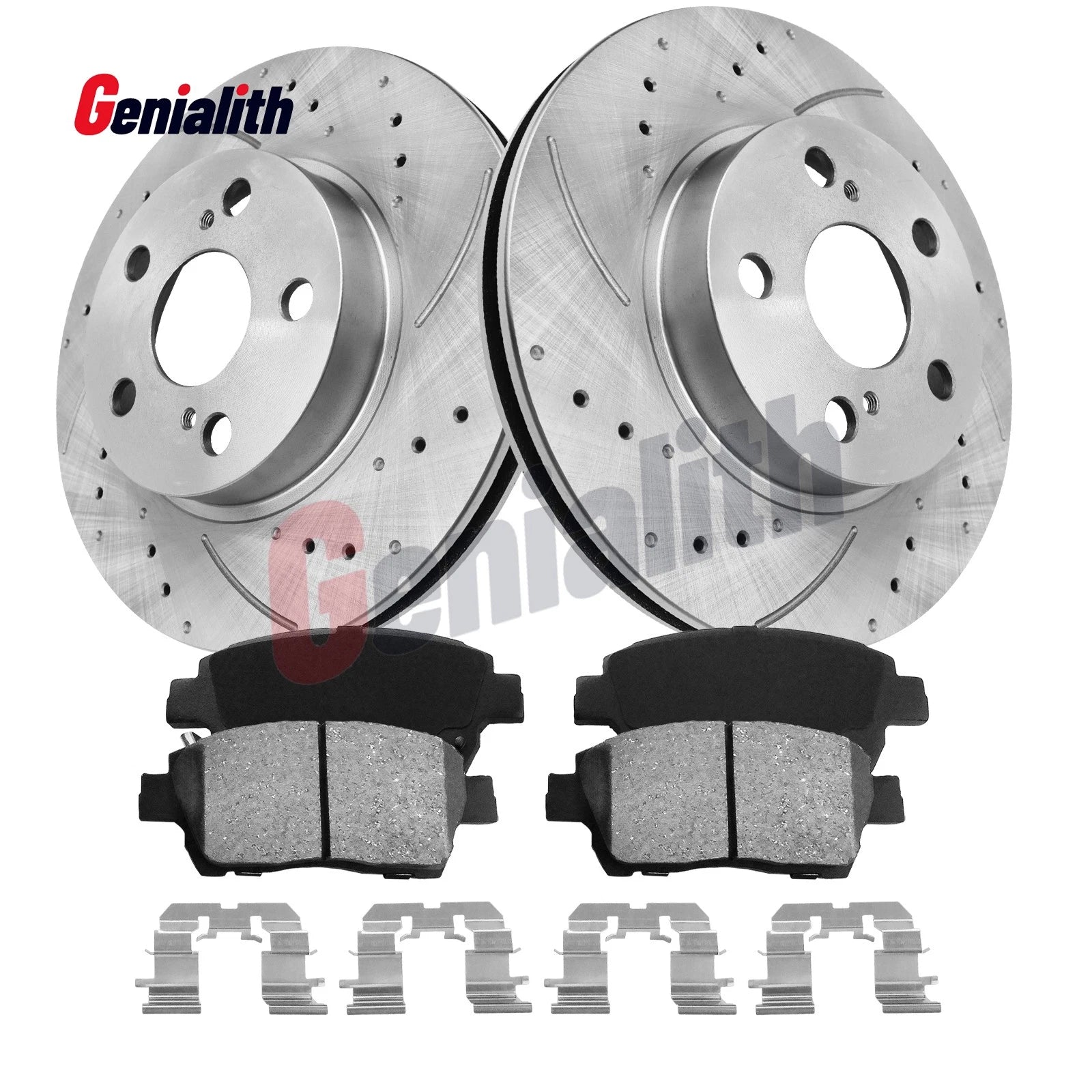 255mm Front Drilled Slotted Disc Rotors & Ceramic Pads for Toyota Prius (2004–2009)
