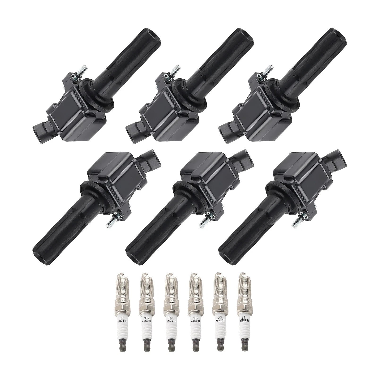 Pack of 6 Ignition Coils + Spark Plugs for Isuzu Chevrolet Trailblazer EXT (2002–2009)