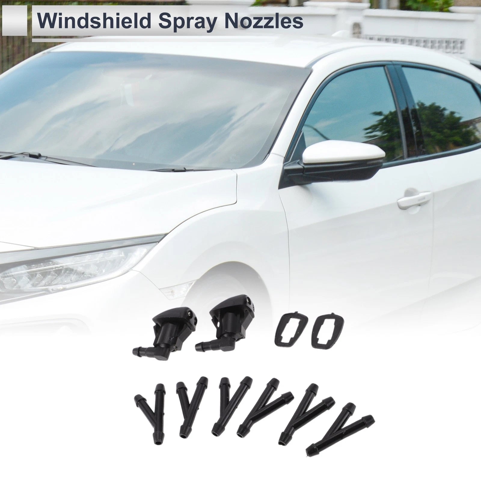 Set of 6 Windshield Washer Nozzles w/ Hose Connector for Toyota