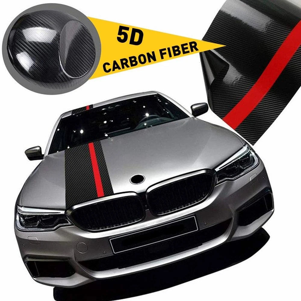 5D Carbon Fiber Front Hood Decal Vinyl Wrap for Universal Vehicles (2010–2023)