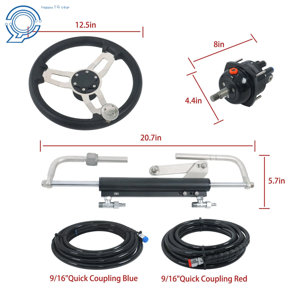 Hydraulic Steering Wheel System Kit for Outboard 90HP (Marine)