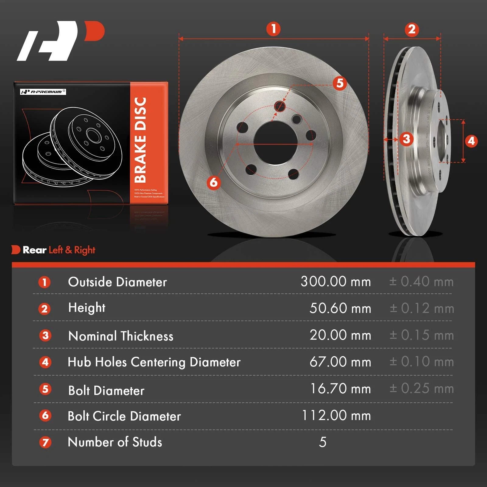 Rear Disc Brake Rotors for BMW X1 X2 Mini Cooper Clubman (2011–2023)