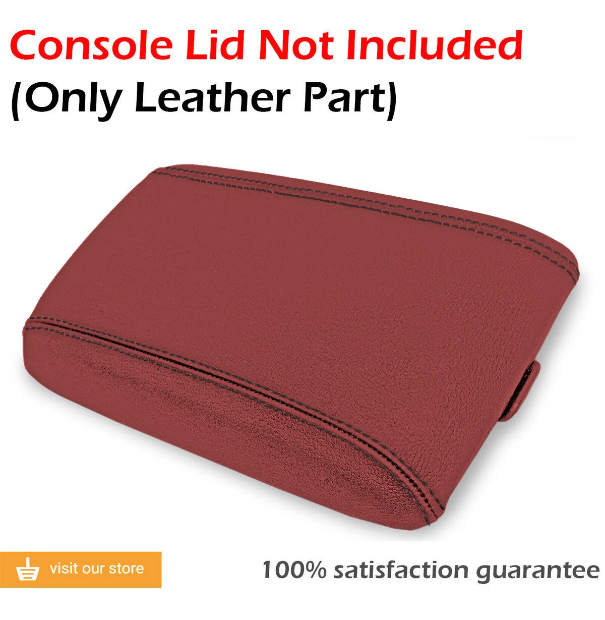 Leather Console Lid Armrest Cover for Pontiac GTO (2004–2006) Red Black Stitch