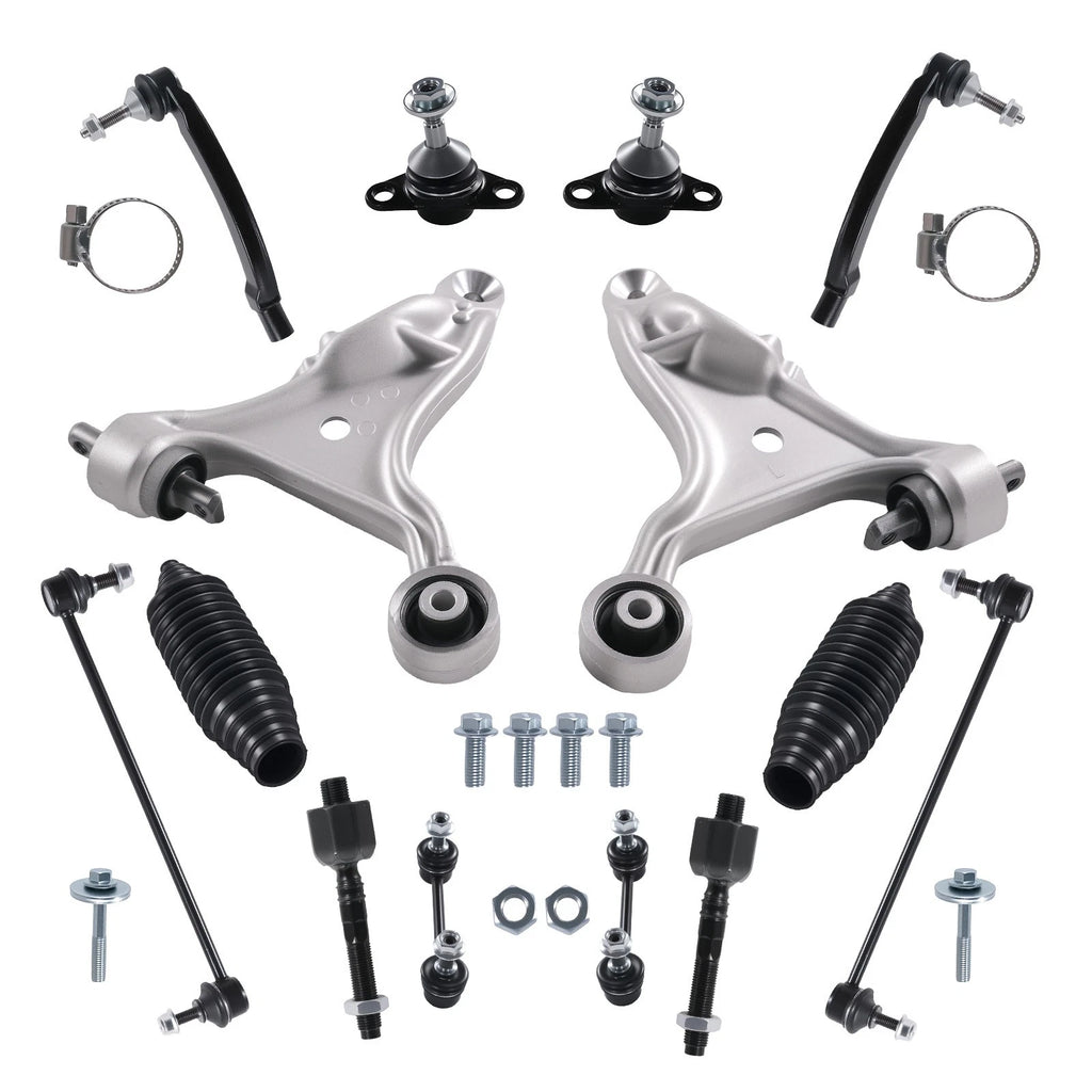 14PC Front Lower Control Arms w/ Ball Joints Tie Rod End for Volvo S80 (2001–2006)