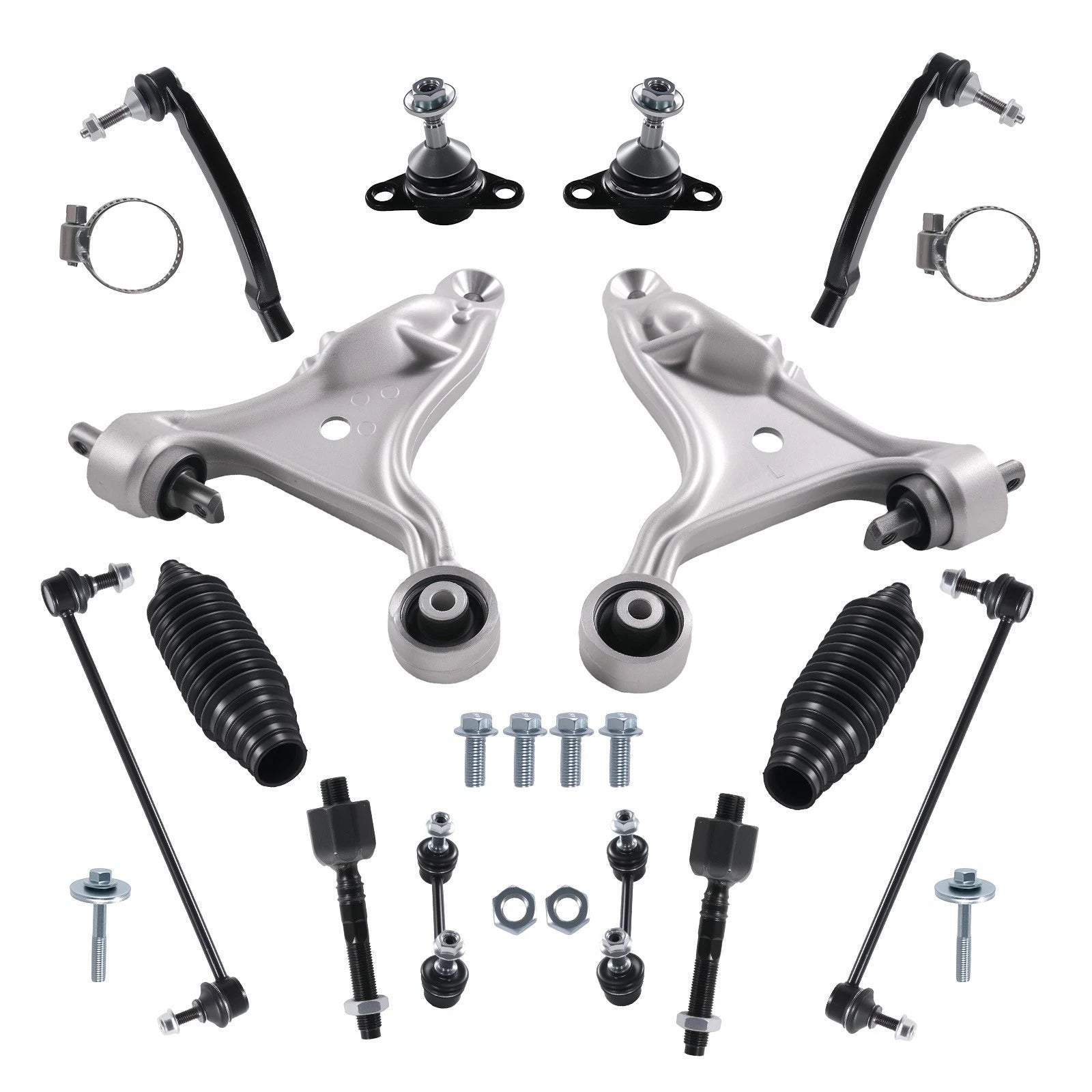 14PC Front Lower Control Arms w/ Ball Joints Tie Rod End for Volvo S80 (2001–2006)