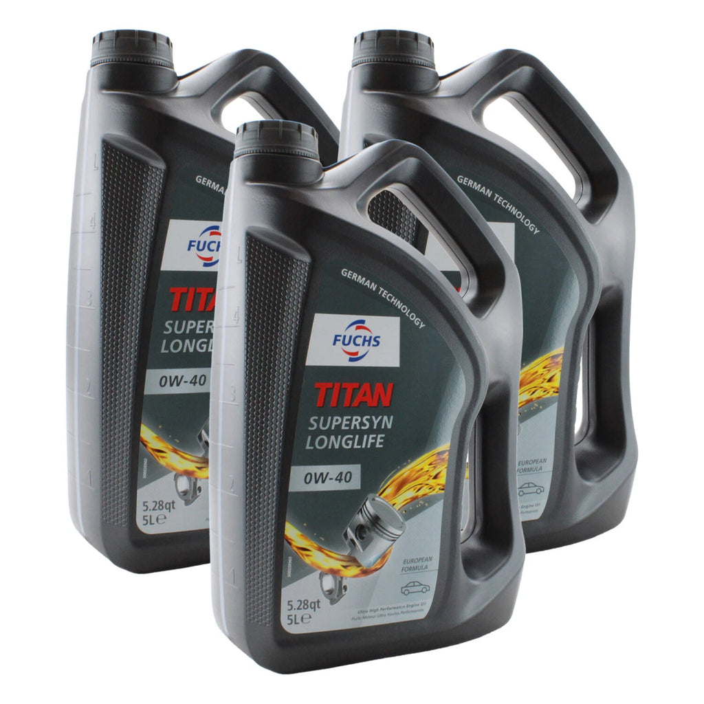 Set of 3 Fuchs TITAN SUPERSYN LONGLIFE SAE 0W-40 Engine Oil for BMW Benz