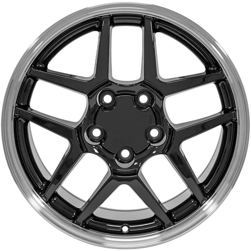 Front Wheel 17 inch Black Machined Lip Replacement for 1997–2004 Chevy Corvette