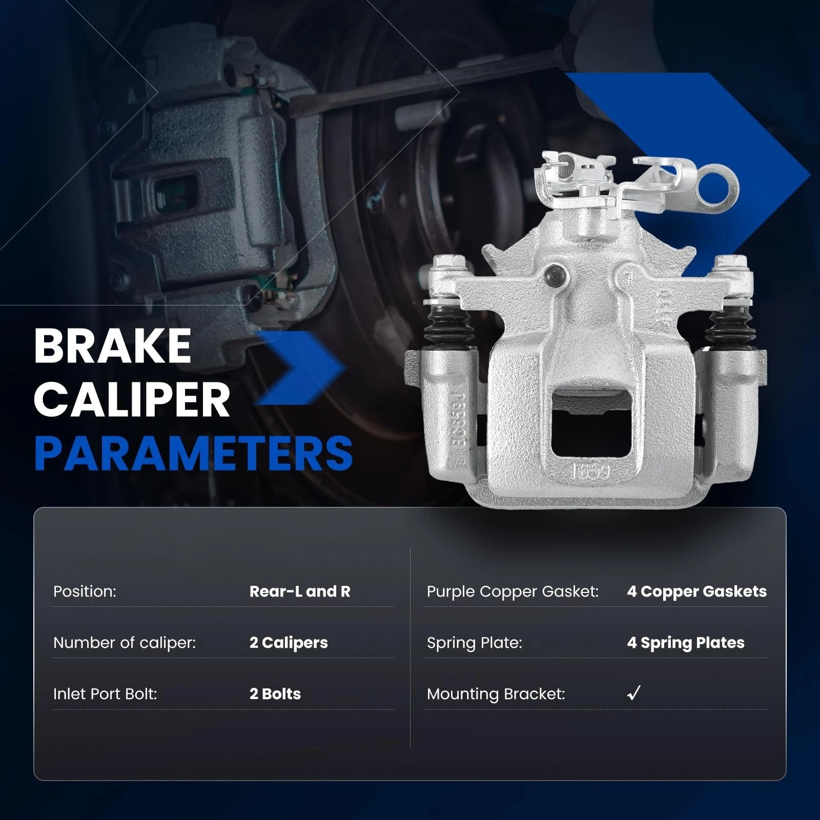 2 Rear Brake Calipers with Brackets for Mitsubishi RVR 2015-2018 (2.4L)