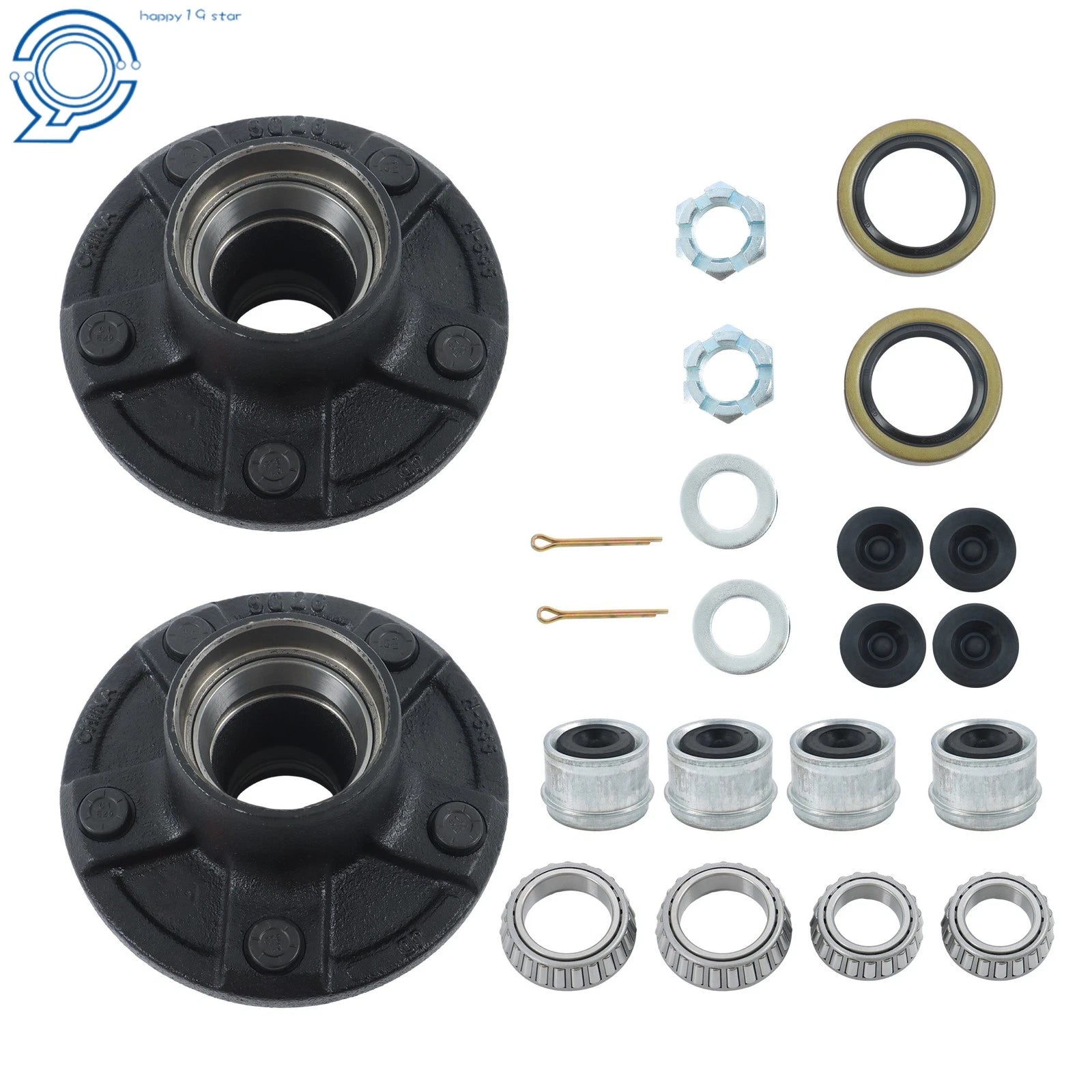 Set of 2 Trailer Hub Kits for 3500 lbs Axle (5 on 5)