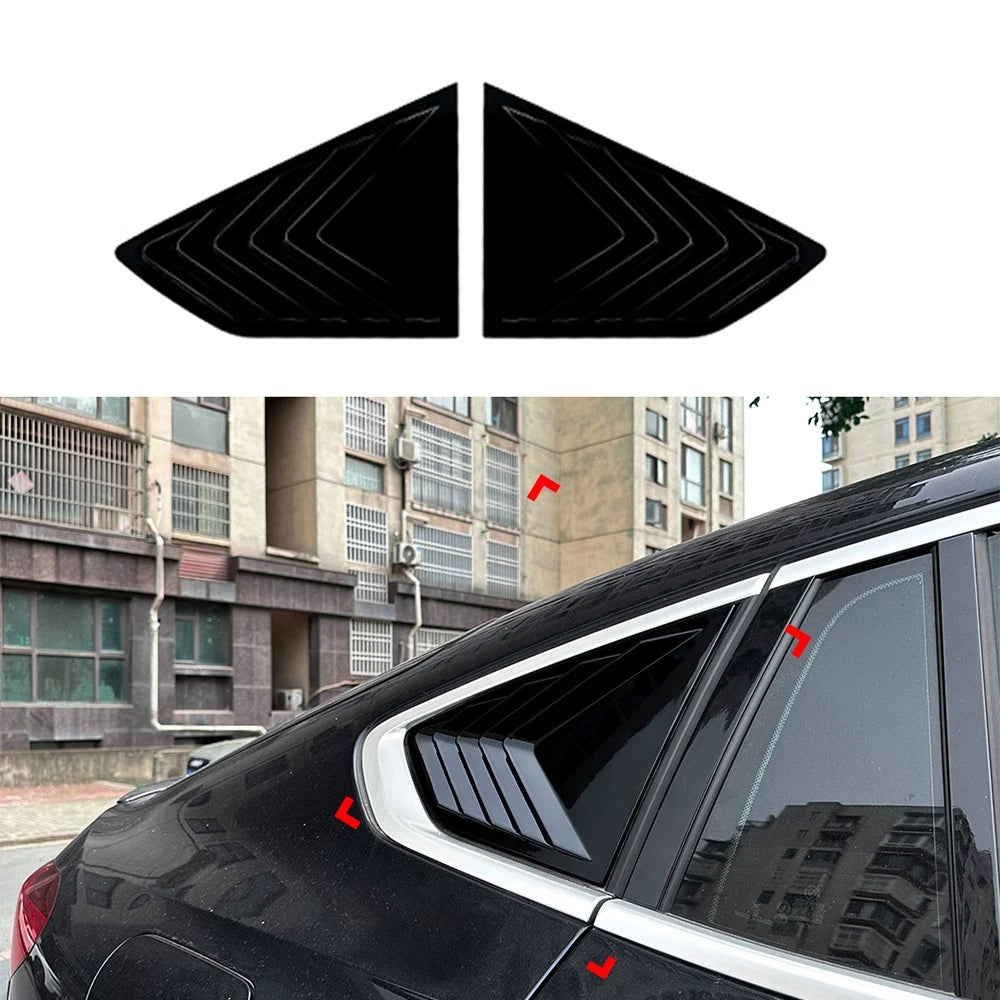 Pair Gloss Black Rear Window Quarter Glass Louver Cover for BMW X6 (2019–2025)