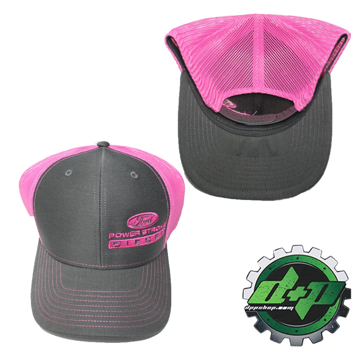 Powerstroke Hat for Ford Truck (Charcoal Gray/Pink Mesh)