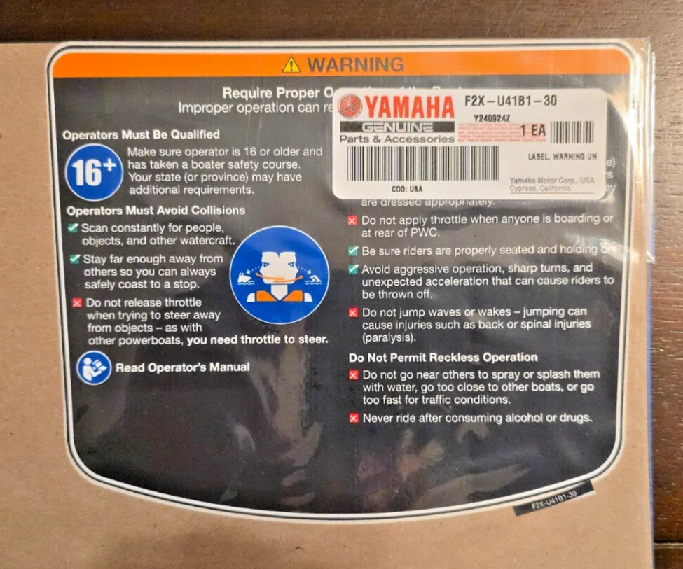 Glovebox Decal Label for Yamaha VX Cruiser Deluxe (2015–2020) VXR GP18