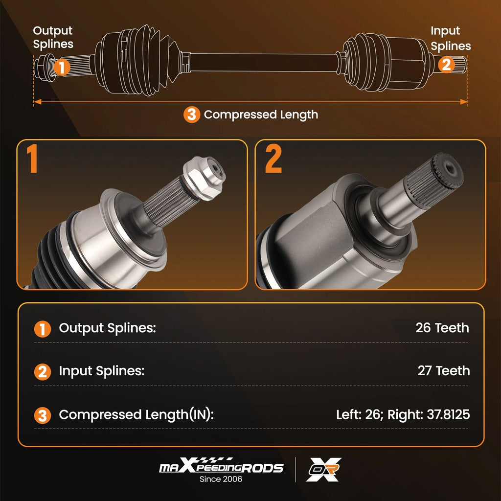 Pair CV Axle Shaft Joint Assembly for Honda Accord (2003-2007)