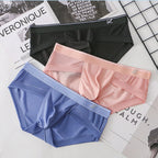 Men's Ice Silk Shorts Briefs Underwear with Bulge Pouch - Breathable