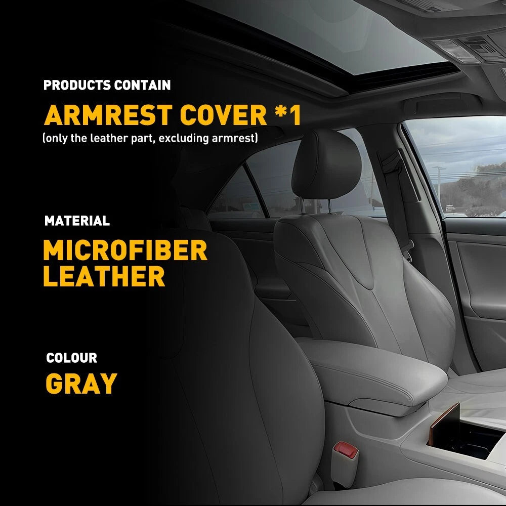 Center Console Lid Armrest Cover for Toyota Camry (2007–2011) Leather Gray