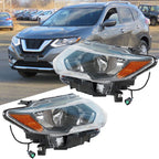 Set of 2 Chrome Projector Halogen Headlights for Nissan Rogue (2017â2019)
