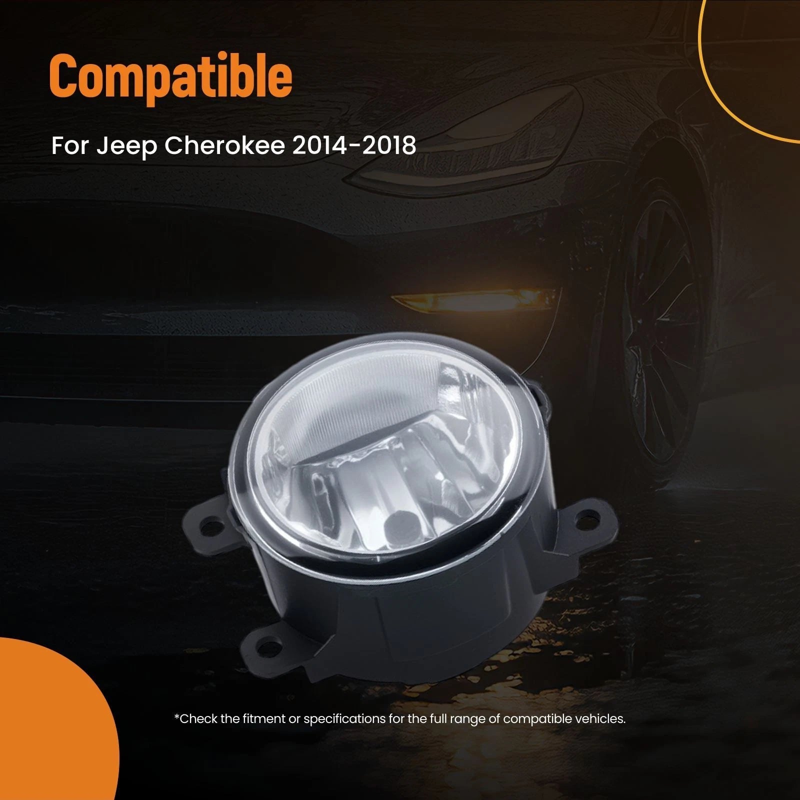 Set of 4 Front Fog Light Bumper Lamp Covers for Jeep Cherokee (2014–2018) 68203221AA