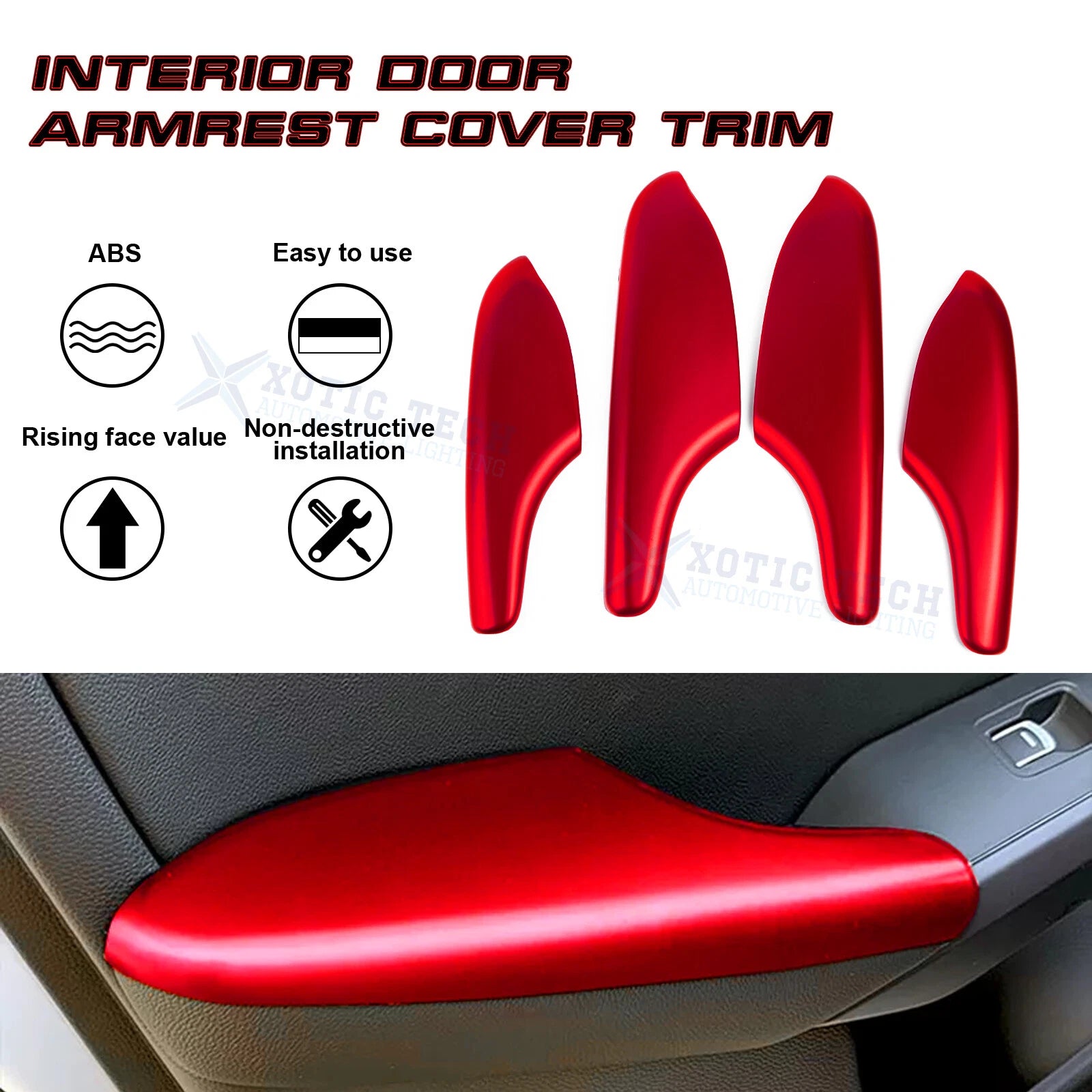 Racing Red Interior Door Armrest Panel Cover for Honda Civic (2022-2025)