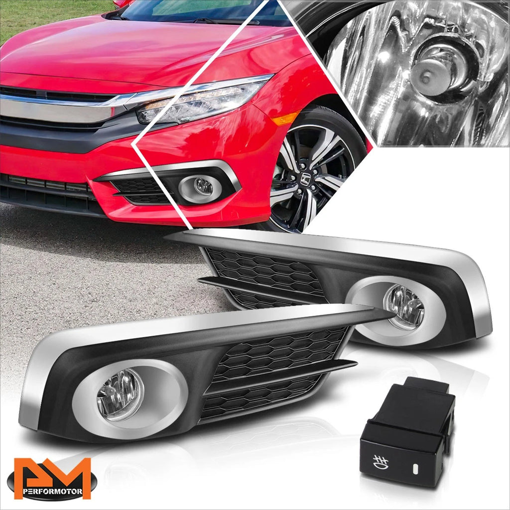 Clear Lens Front Bumper Fog Lights for Honda Civic (2016–2017)