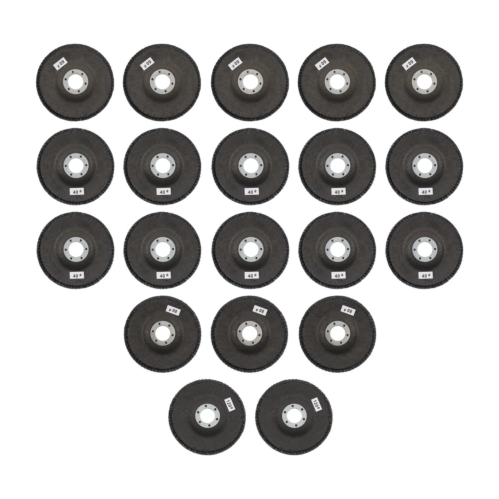 Set of 20 Flap Discs 4.5" for Angle Grinder (Various Grits)
