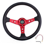 Deep Dished Red Racing Steering Wheel with Quick Release Adapter Kit